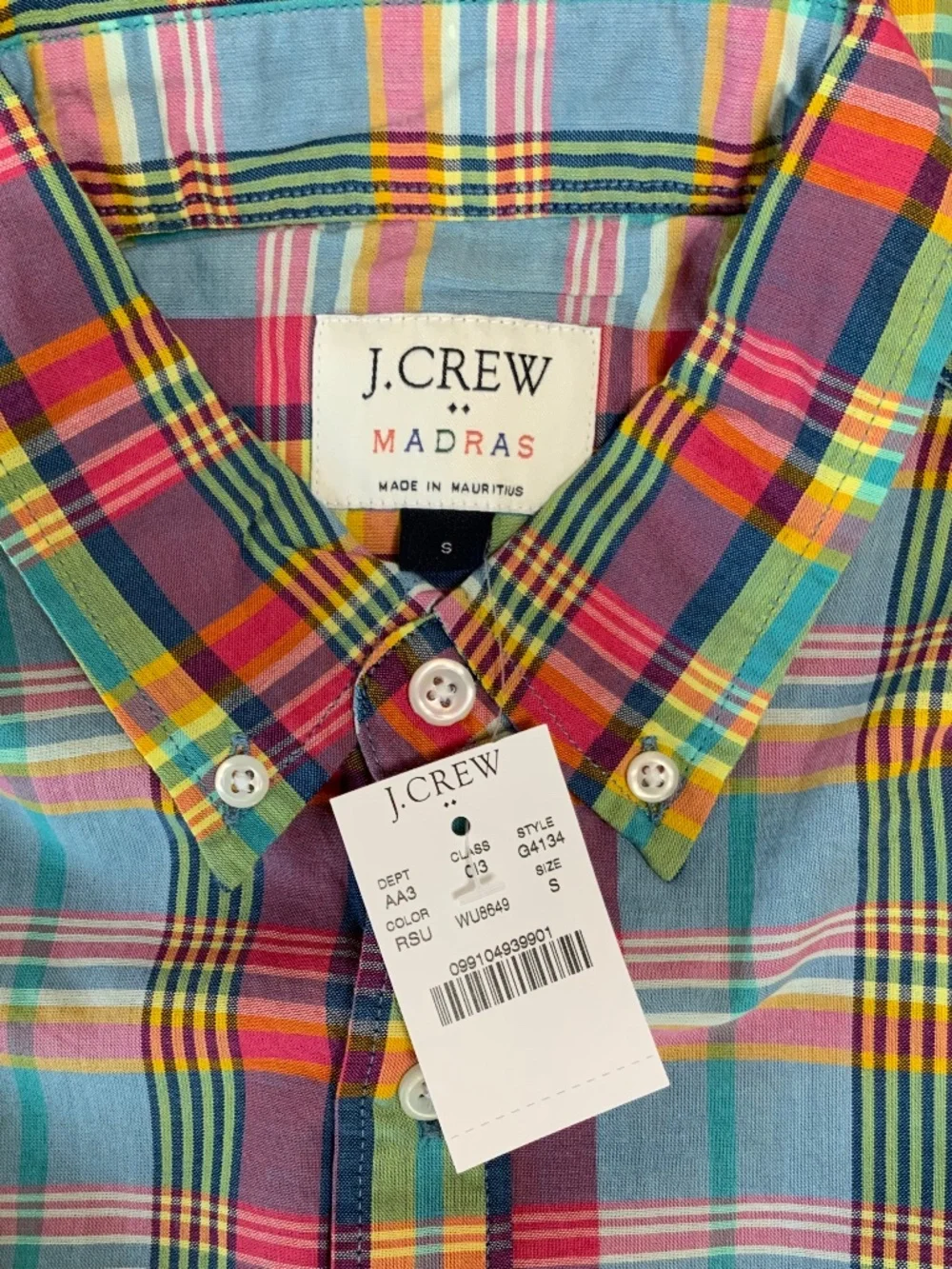 J. Crew Slim Madras Plaid Button Down Oxford Shirt
